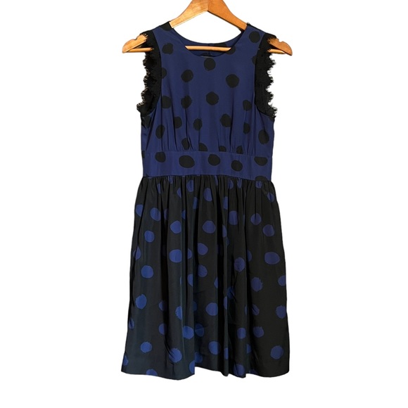 Anthropologie Corey lynn Calter navy and black polka dot dress - Picture 2 of 9